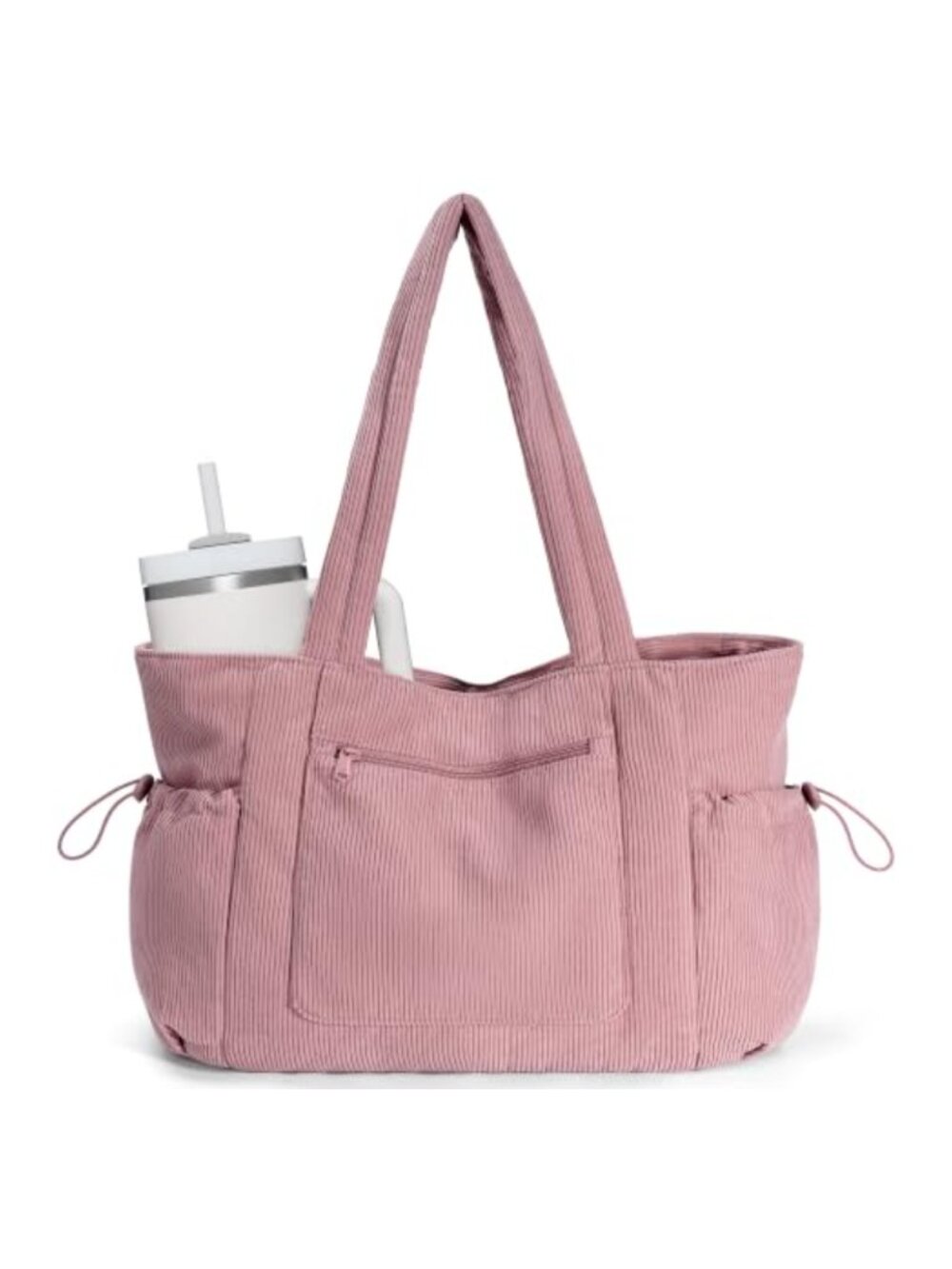 ECOHUB Corduroy Tote Bag with Laptop Compartment & Cup Holder